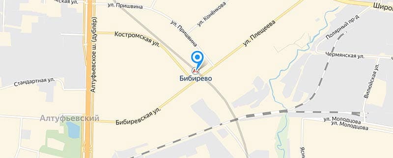 Метро Бибирево и прилегающие к нему улицы.