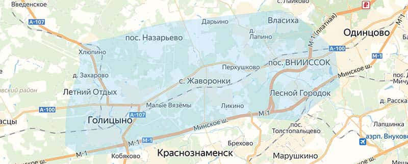 Общая карта городского поселения Голицыно