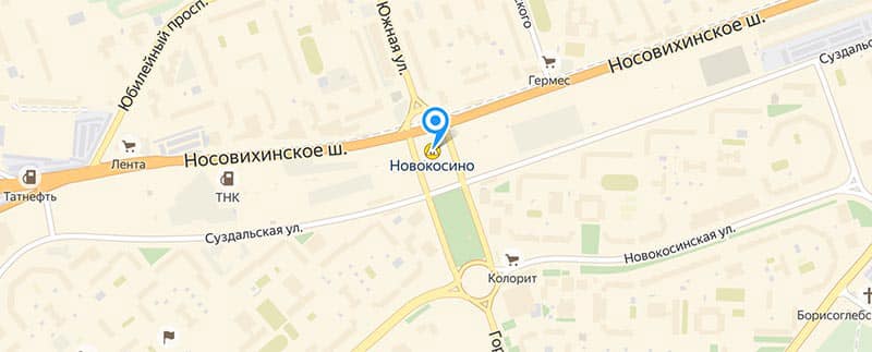 Метро Новокосино и прилегающие поселки.